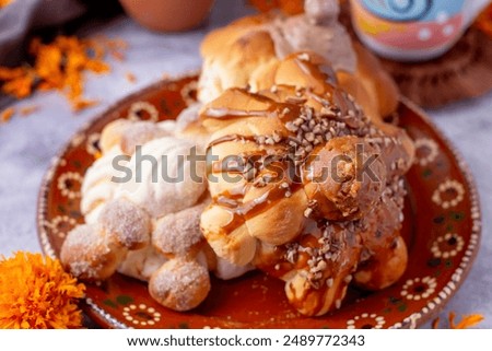 Bread of the dead and hot chocolate, typical Mexican food to celebrate with the family