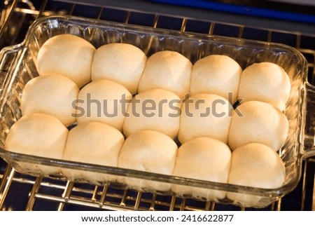 Similar – Image, Stock Photo The bread dough has risen nicely in the proofing basket