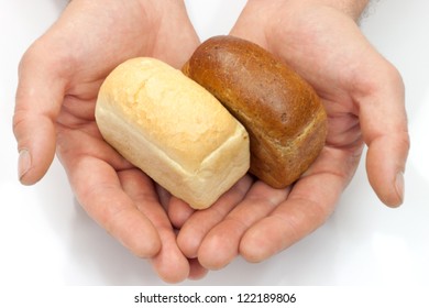 The bread in his hands