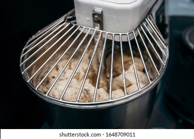 Bread Mixer In Bakery, Mixing Dough For Baguettes In A Bakery