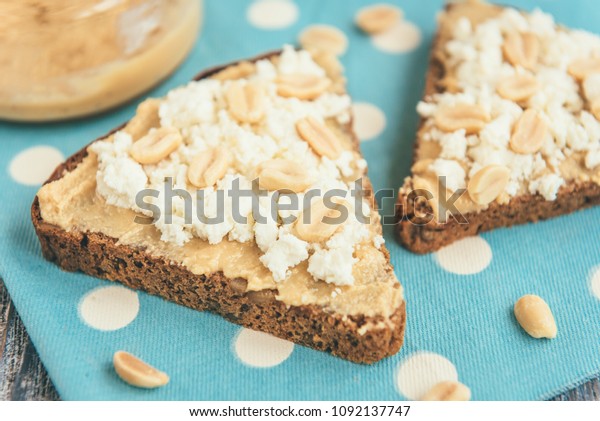 Bread Peanut Butter Cottage Cheese Peanut Stock Photo Edit Now