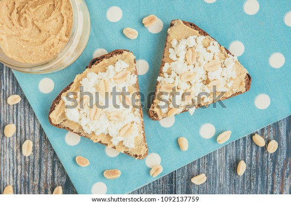 Bread Peanut Butter Cottage Cheese Peanut Stock Photo Edit Now