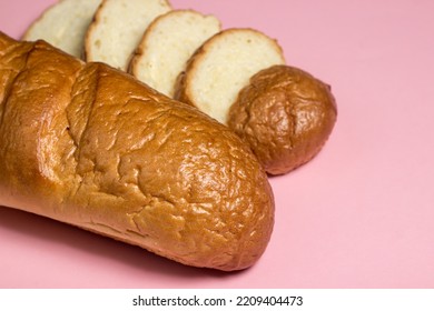 Bread product on a pink background. Sliced bread. - Shutterstock ID 2209404473