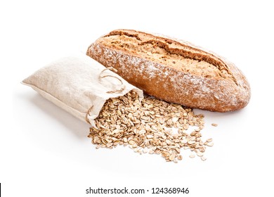 Bread from rye and wheat flour on white