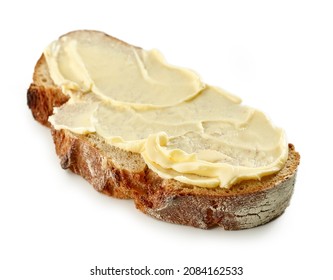 bread slice with butter isolated on white background
