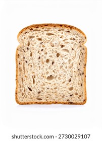 bread, slice, isolated, white, grain, brown, food, white background, color, healthy, top view, photography, whole grain, whole wheat, close up, close-up, closeup, cut out, cutout, directly above, indoor, isolated on white, multi grain, no one, no people, nobody, one, single, studio shot