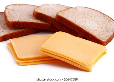 Bread Slices With American Cheese Slices