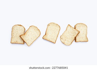 Bread slices on white background.