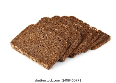 Bread slices with sunflower seeds and oat flakes isolated on white background. - Powered by Shutterstock