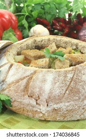 bread soup with croutons