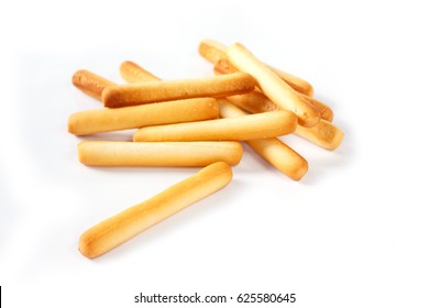 Bread Sticks On White Background.