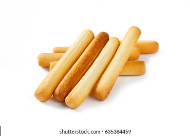 Bread Sticks On White Background.