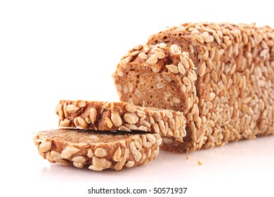 Bread With Sunflower Seeds Isolated On White