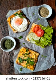 Bread Toast For Breakfast. Flatlay Photography 