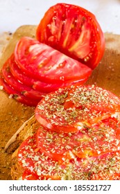 Bread with tomato and basil