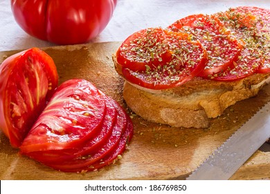 Bread with tomato and basil