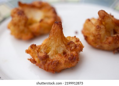 Breaded Cauliflower Pieces Fried In Oil