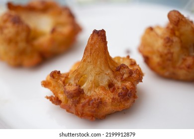 Breaded Cauliflower Pieces Fried In Oil