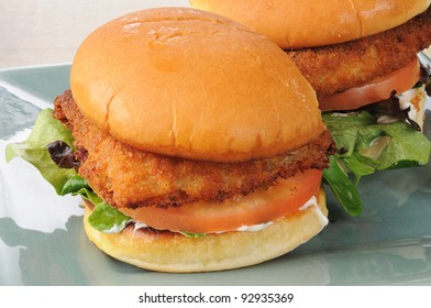 A Breaded Fish Sandwich On A Bun