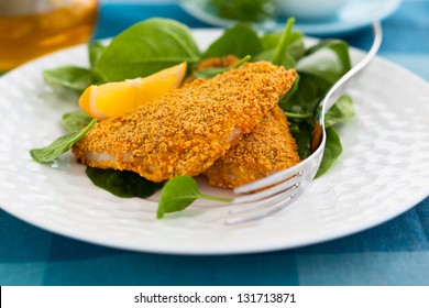 Breaded Fish With Spinach