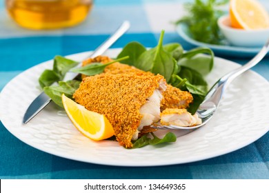 Breaded Fish With Spinach