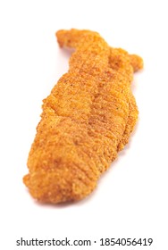 Breaded and Fried Fish Fillets Isolated on a White Background