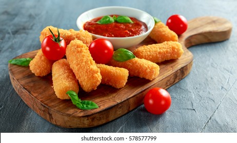 Breaded Mozzarella Cheese Sticks With Tomato Basil Sauce