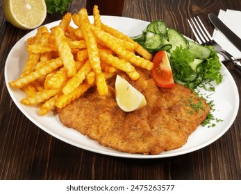 Breaded Schnitzel with French Fries