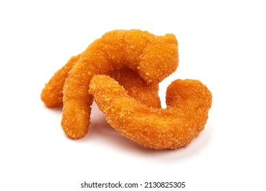 Breaded Shrimps, Isolated On White Background