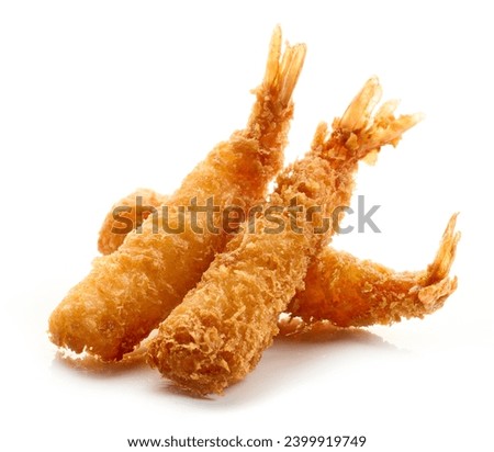 breaded Torpedo shrimps isolated on white background