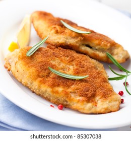 Breaded Turbot Fillet With Rosemary And Pink Peppercorns