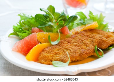 Breaded Turkey Escalope With Citrus Salad