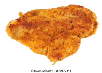 Breaded Veal Cutlet In Closeup On White Background