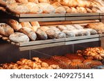 Breads on the shelf in the market or bakery