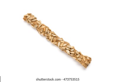 Breadstick With Sunflower Seeds, Isolated On White Background