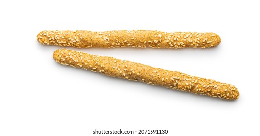 Breadsticks grissini. Bread sticks with sesame seeds isolated on white background. - Powered by Shutterstock