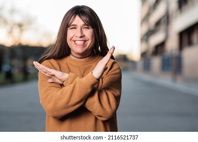 Break The Bias Feminism Campaign Fighting For Equality And Diversity. Transgender Woman Gesture