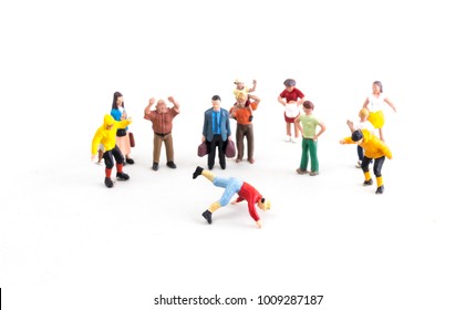 Break Dancing In Front Of A Crowd, Miniature People