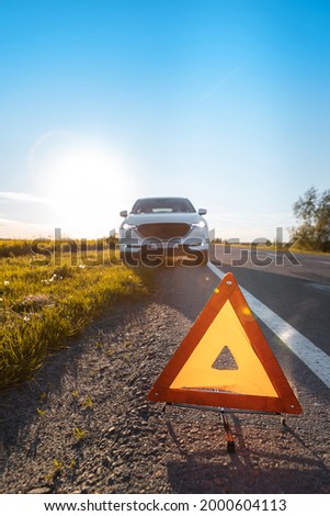 break down car at road side problems in vacation copy space