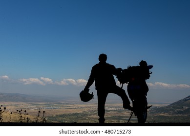 break at the summit with motorcycle