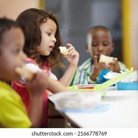 Break Time Three Children Eating Their Stock Photo 2166778769 ...