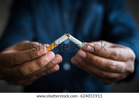 Breake down cigarette.Quitting from addiction concept.
