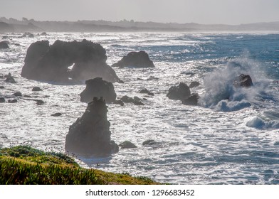 Breakers Crash Against The Rocks Along The Sonoma County Coast In Norhtern California.