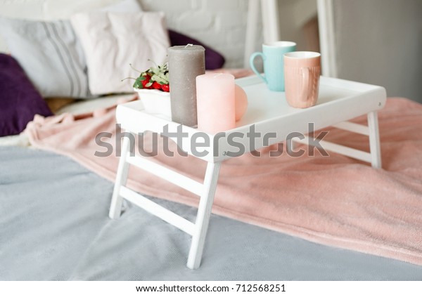 Breakfast Bed Modern Bedroom Pastel Colors Stock Photo Edit Now 712568251