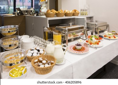 Breakfast buffet at hotel restaurant