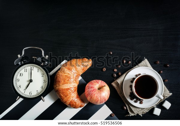 Breakfast Coffee Apple Croissants On Table Stock Photo Edit Now