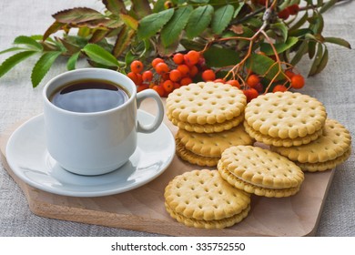 Breakfast with coffee and biscuits