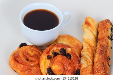 Breakfast with coffee and bread