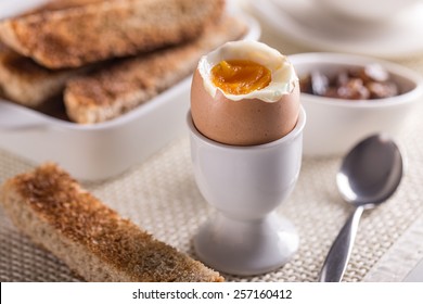 Breakfast Concept Whith Boiled Egg And Toast Bread