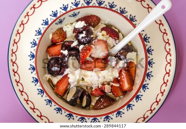 Breakfast Cottage Cheese Yogurt Fruits Nuts Stock Photo Edit Now